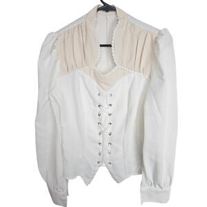 Ursime Womens Lace Up Steampunk Top Sz S Victorian Whimsigoth Regency Ren Fair